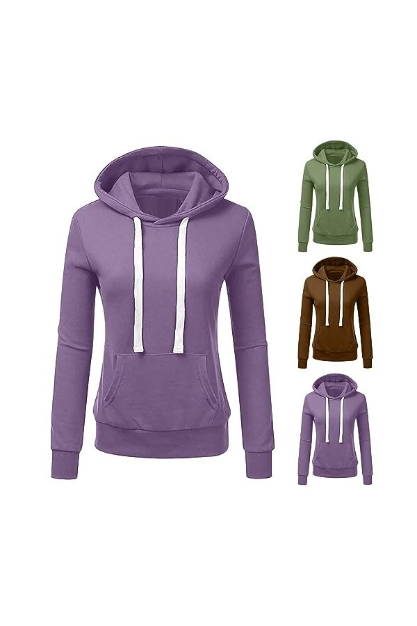 Gefomuofe Y2k Sweat à capuche pour femme avec fermeture éclair fine Style vintage avec poches, A café., S