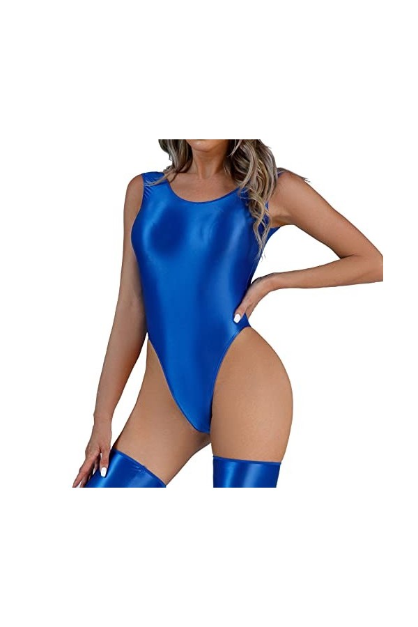 Lingerie Sexy Femme Body et Combinaison Maillot de Bain Mince Transparent Brillant pour Femmes vêtements à Fourche Haute Haut