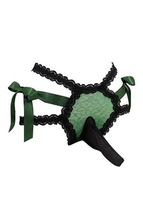 String Homme Sexy Hot Dentelle Slips Boxer Sexy dentelle sous-vêtements hommes taille Ultra mince Transparent à lacets balle 