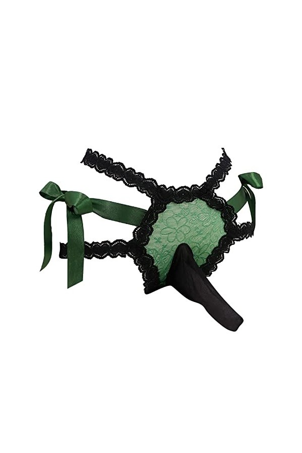 String Homme Sexy Hot Dentelle Slips Boxer Sexy dentelle sous-vêtements hommes taille Ultra mince Transparent à lacets balle 