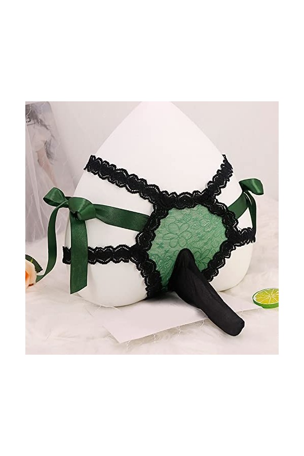 String Homme Sexy Hot Dentelle Slips Boxer Sexy dentelle sous-vêtements hommes taille Ultra mince Transparent à lacets balle 