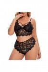 sous-Vetements Femme 2 Pièce Ensemble Soutien Gorge et String Dentelle Lingerie Sexy Ensemble Sexy Vêtements De Nuit Erotique
