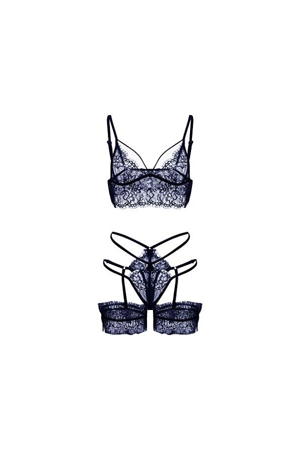 Lingerie Sexy Ensemble Femme Sexy sous-Vetements Dentelle Ensemble Soutien Gorge et String Erotique Vêtements De Nuit 2 Pièce