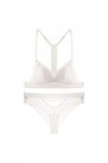 Combinaison ultra fine sexy en maille avec bretelles transparentes et lingerie sexy demi-bonnet, Blanc., M