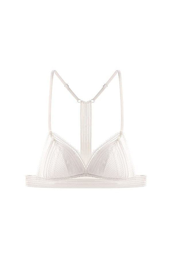 Combinaison ultra fine sexy en maille avec bretelles transparentes et lingerie sexy demi-bonnet, Blanc., M