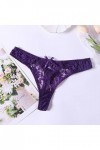 Waist Lace Thong Cotton Out Hollow for Lace Low Sexy Women Culottes Through Lingerie Ensemble Purple, L 