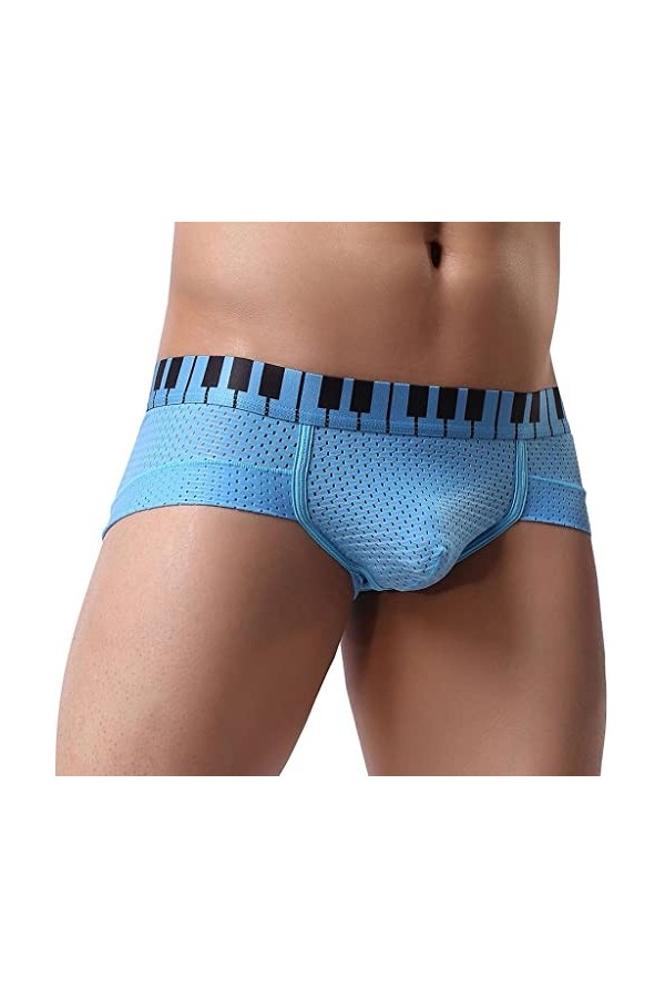Sous-vêtement en maille pour homme, taille basse, doux, respirant, sexy, sous-vêtement ouvert pour homme, bleu, S