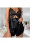 Lingerie Sexy Femme Dentelle Sexy Vêtements de Maison Séduisante Pyjama Chemises de Nuit Manches Courtes Femme Grande Taille,