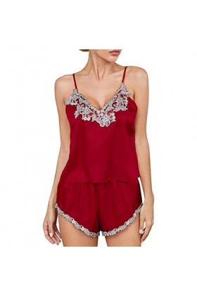 Ensemble de lingerie sexy en dentelle pour femme, rouge, L