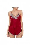 Ensemble de lingerie sexy en dentelle pour femme, rouge, L