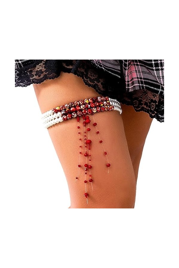 Bracelet de cuisse élastique - Chaîne de jambe d’Halloween Chaîne de corps sexy | Chaîne de corps sexy gothique avec de fauss