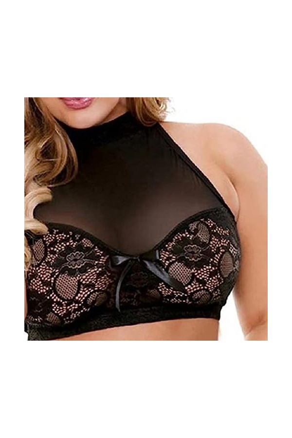 ZDJSWJ sous - vêtements Ceinture Garter Grande Taille pour Femme Ensemble de Collants en Dentelle Bow Ensemble Soutien -Gorge