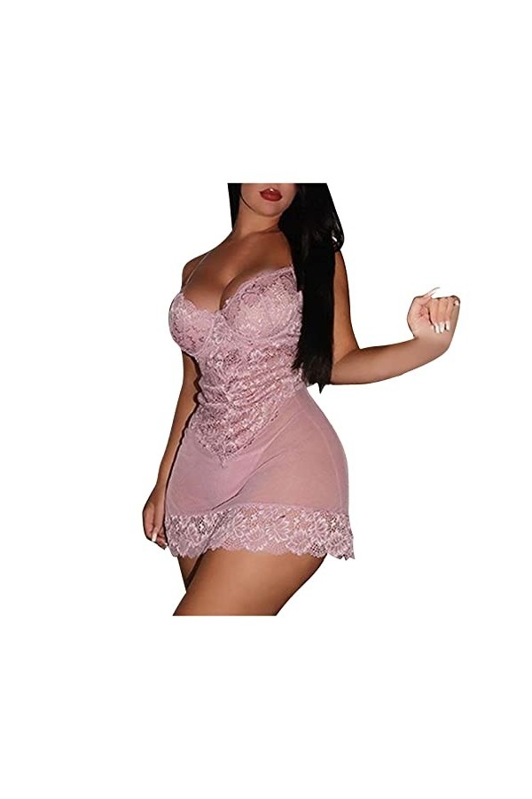 Lingerie Sexy, Femme Pyjama Chemise De Nuit Sexy avec Bretelles Hot Dentelle Féminine Nuisette Lingerie De Pute Ensemble Érot