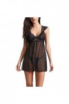PANPANY Lingerie Sexy Nightdress Dentelle sous-vêtements Mode Sleepwear Lingerie Homme Sexy Satin Black, M 