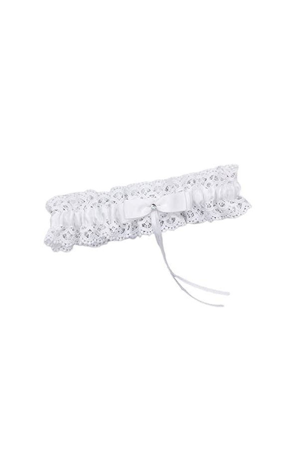 MISUVRSE Jarretière Mariée Mariage Ceinture en Dentelle Extensible avec Noeud pour Bal Demoiselle dhonneur Robe Accessoire C