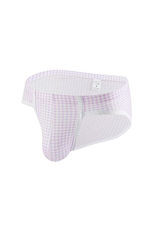 Boxers Homme Bambou Respirant Hommes Plaid Imprimé Respirant Léger Sexy sous-Vêtements Culottes Taille Basse Strings Hot Sexy