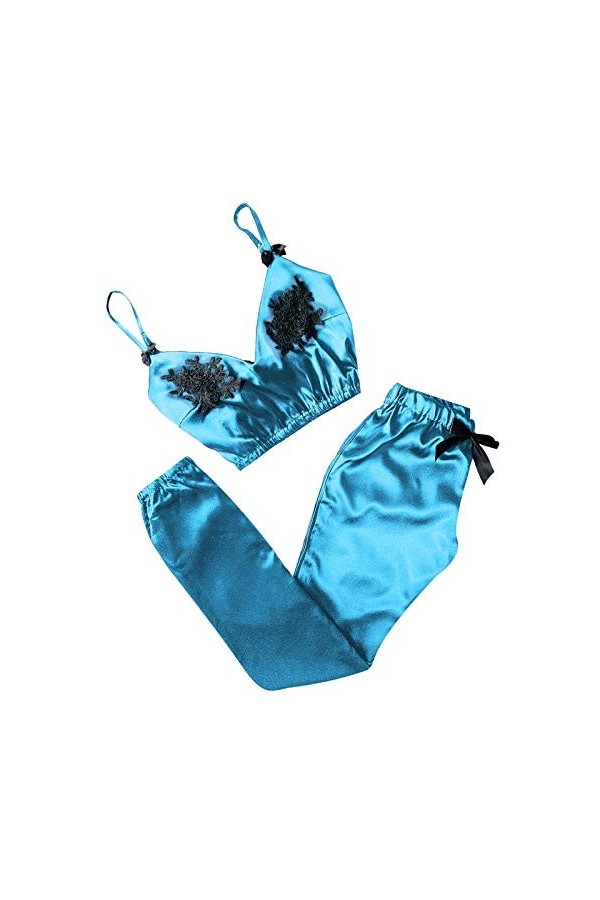 Lingerie Femme Sexy Ensemble Homme Sexy Hot y29k Sexy Women Bowknot V-Neck Tache Camisole Eyelash Pyjama Pantalon Set Dentell