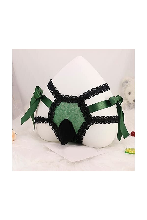 Générique String Homme Sexy Hot Dentelle Slips Boxer Sexy Dentelle sous-vêtements Hommes Taille Ultra Mince Transparent à Lac