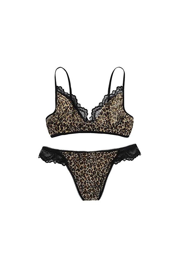 sous-Vetements Femme 2 Pièce Vêtements De Nuit Sexy Lingerie Sexy Ensemble Erotique Ensemble Soutien Gorge et String Dentelle