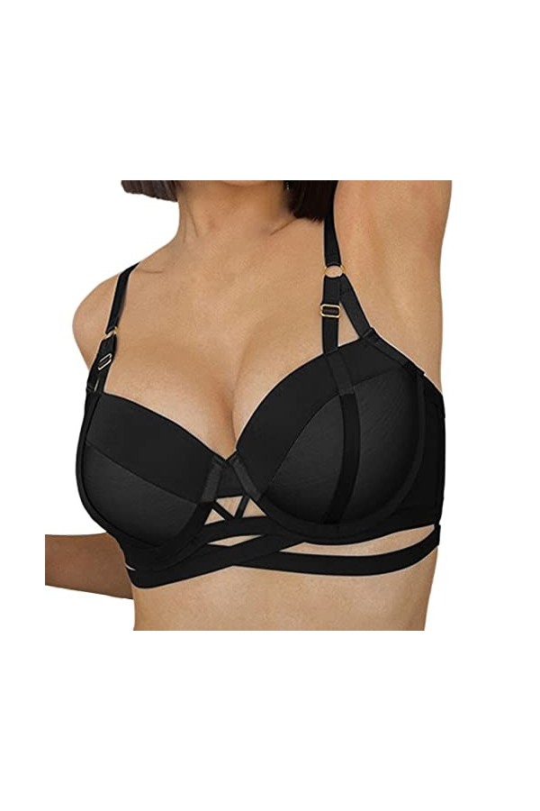 XIUH Soutien-gorge bustier pour femme - Grandes tailles - Rembourré - Sans armatures - Réglable - Haut tubulaire - Avec dos p