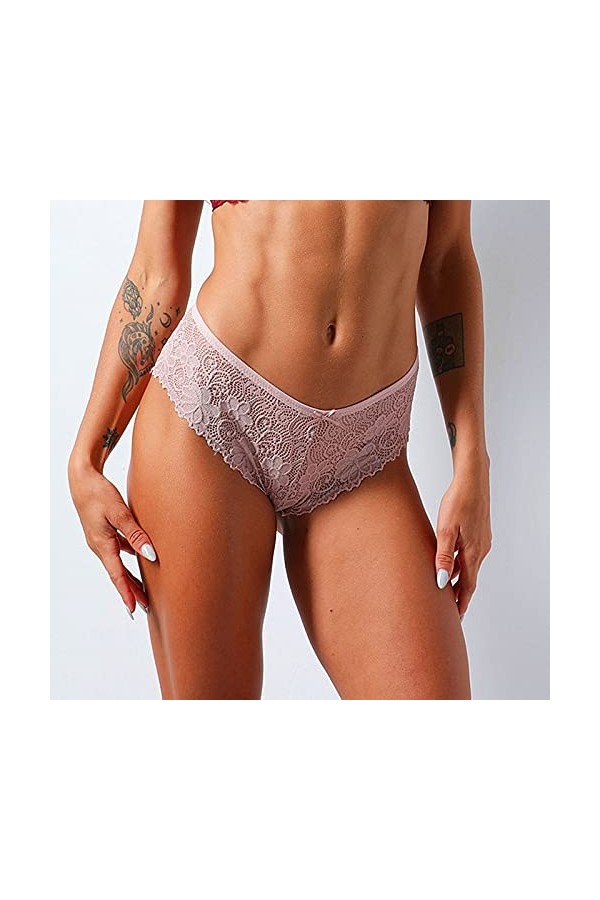 Générique Culotte Femme Sexy Chic Culotte en Dentelle à Fleurs Sexy Taille Basse en Dentelle Transparente sans Plis Leggings 