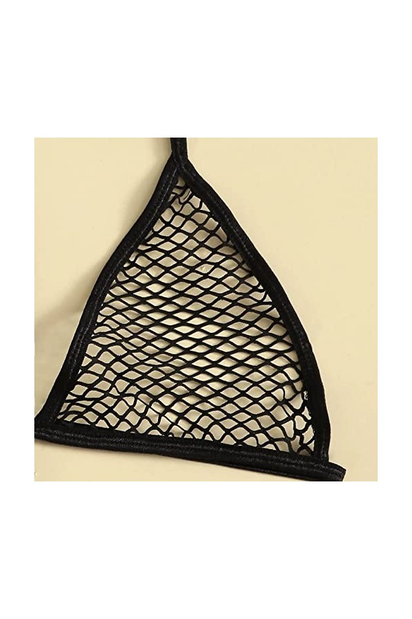 Combinaison ultra fine sexy en maille avec bretelles transparentes et lingerie sexy pour femme, Noir , S