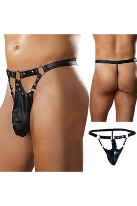 PANGHUBO Tongs Cuir G-Strings Mode Hommes Strings sous-vêtements Dos Sexy Hommes Lingerie Sexy Grande Taille Cher