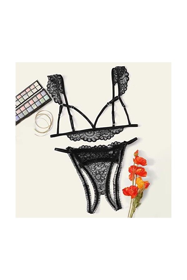 Soutien-Gorge Sexy et Culotte en Dentelle Dentelle Bodys Sexy Femmes sous-Vêtements Nuisette Femme Sexy Sensuelle Chemise De 