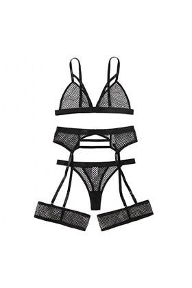 2023 New y27k Style Lingerie sans Fil G-String avec Jarretière Dress Up Dress Up Ladies Lingerie Paillette Black, XXXL 