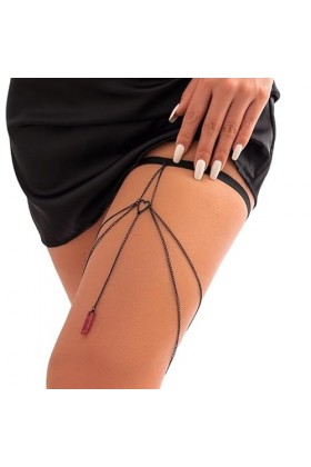 oueyfer Chaîne de cuisse simple multicouche antidérapante élastique chaîne de jambe été boîte de nuit accessoires de jambe po