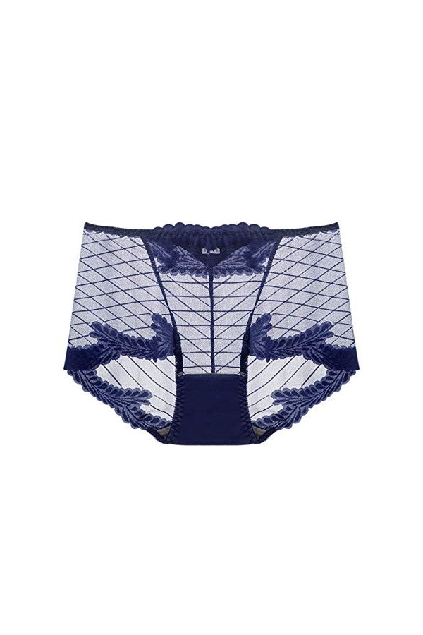 Culotte en Dentelle Transparente pour Dames Sexy en Coton Creux de qualité Respirante Lingerie Ouverte Poitrine Navy, L 