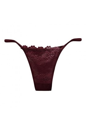 Dorjuli String pour femme - Culotte sexy en dentelle - Culotte taille moyenne - Sous-vêtements transparents - Sous-vêtements 