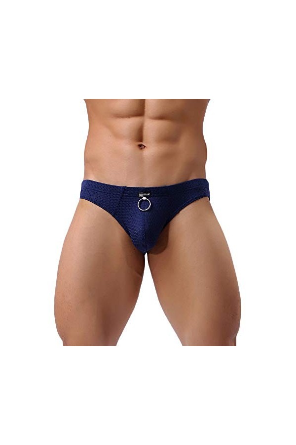Sous-vêtement sexy en maille filet pour homme - Respirant - Short court - Pour homme, bleu, M