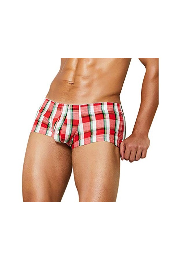 H & M Sous-vêtements pour homme Style sexy Mode Imprimé Sous-vêtements confortables et sexy Sous-vêtements de course, rouge, 