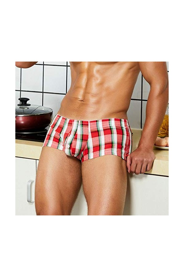 Sous-vêtements jogging homme sexy style mode imprimé sous-vêtements confortables sexy boxer petit homme, rouge, L