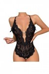 Fulidngzg Bodysuit Femme Dentelle Serrée Dos Nu Lingerie Ouvert Long Sexy Push Up Grande Taille Négligé Grande Taille Combina
