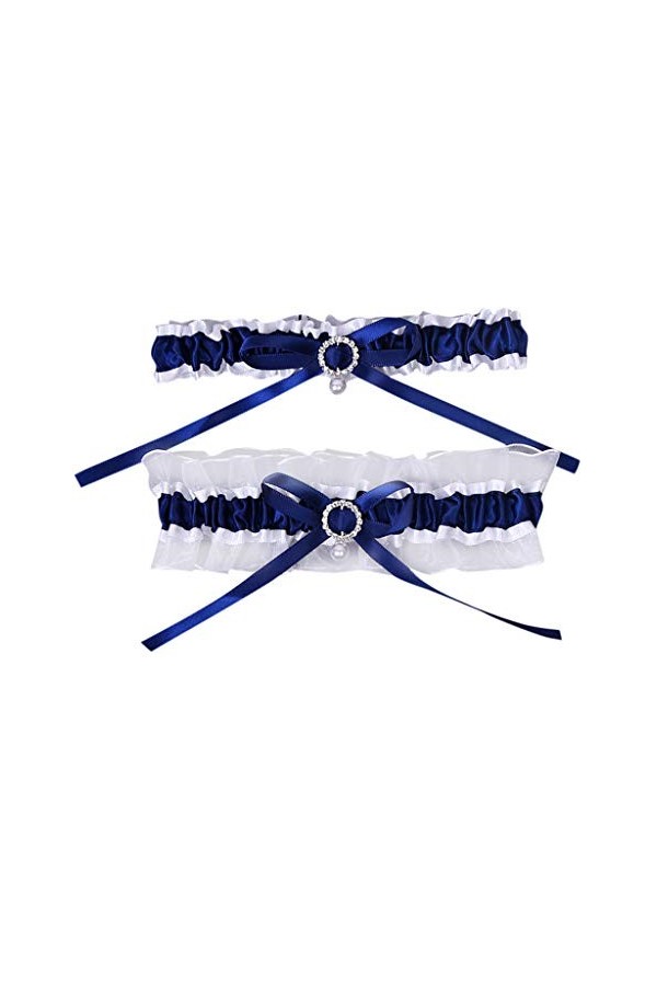 Fulidngzg Jarretière de mariage bleue élégante jarretière de mariage - Jarretière de mariée en dentelle avec nœud en satin dé