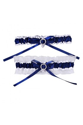 Fulidngzg Jarretière de mariage bleue élégante jarretière de mariage - Jarretière de mariée en dentelle avec nœud en satin dé