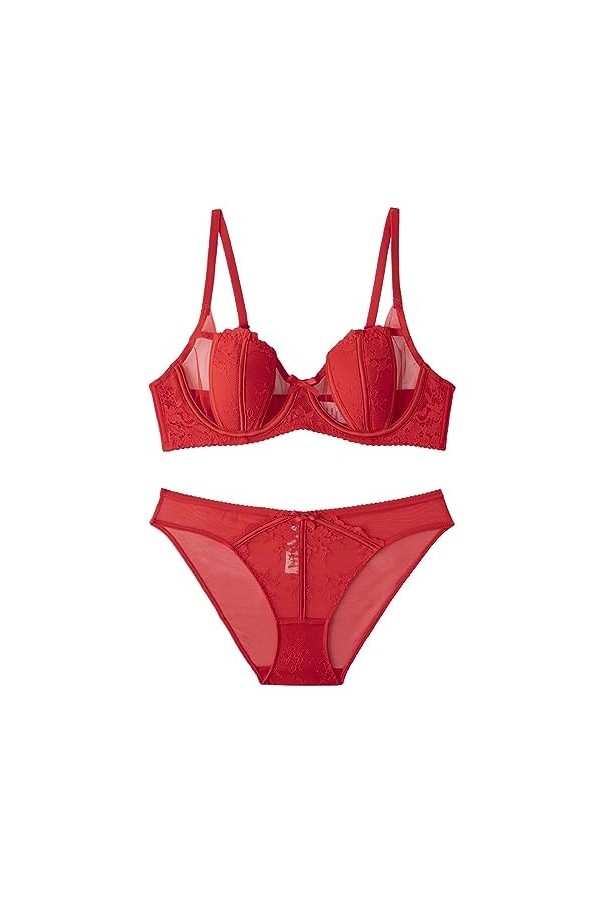 liaddkv Sous-vêtements confortables et sexy en dentelle pour femme avec soutien-gorge respirant push-up sur le côté de la poi