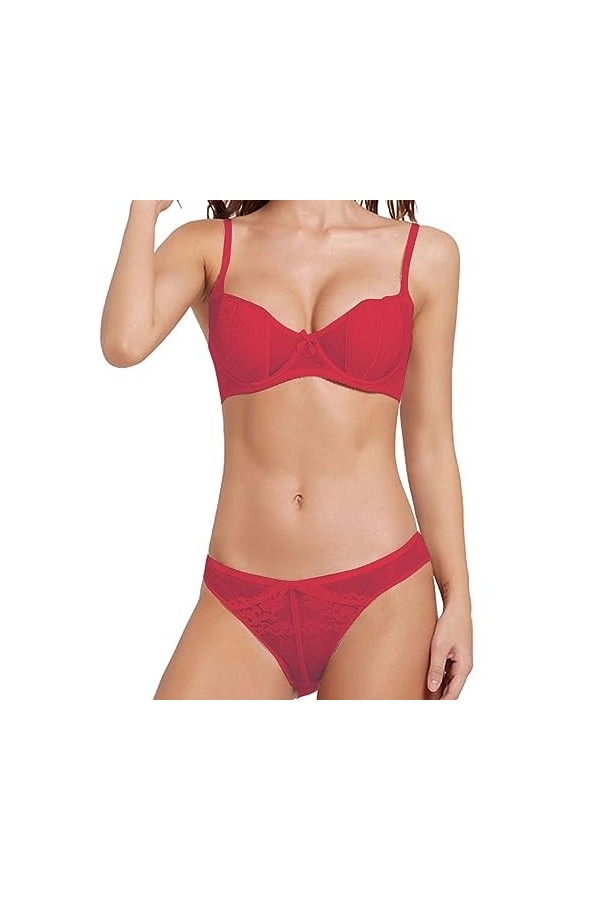 liaddkv Sous-vêtements confortables et sexy en dentelle pour femme avec soutien-gorge respirant push-up sur le côté de la poi