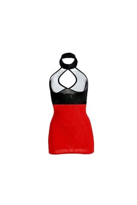 liaddkv Nuisette Femme Bloc de Couleur Sexy Secrétaire Paquet Hanche Jeu de Rôle Évidé Rouge Body, rouge, taille unique