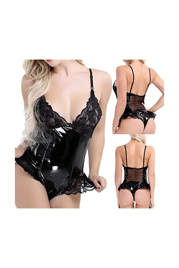 Lingerie Femme Sexy Ensemble Homme Sexy Hot y.2k Mode Femmes Sexy en Cuir Verni vêtements de Nuit Lingerie Tentation sous-vêt