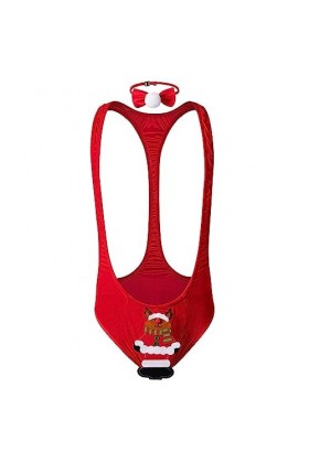 Gefomuofe Costume de Père Noël pour homme - Jockstrap - Body extensible - Bretelles - Mankini - Sous-vêtements - Lingerie sex