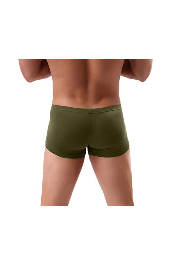 Boxer Homme Hommes Sexy sous-vêtements Lettre imprimé Shorts Bulge Pouch Underpants Homme Sexy Transparent