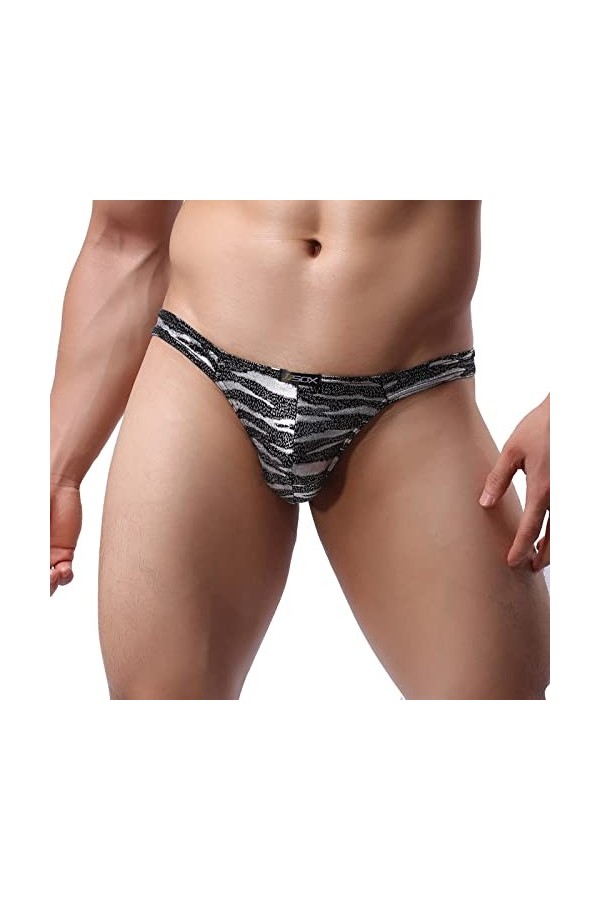 Générique String Homme Sexy Hot Dentelle Slips Boxer Homme 1 Pack Taille Basse Bloc de Couleur Rayé Sexy Culotte String Slip 