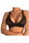 Sexy Women Girl Hollow Out Elastic Cage Bra Bandage Strappy Halter Bra Lingerie Noire Sexy Black, XXXL 