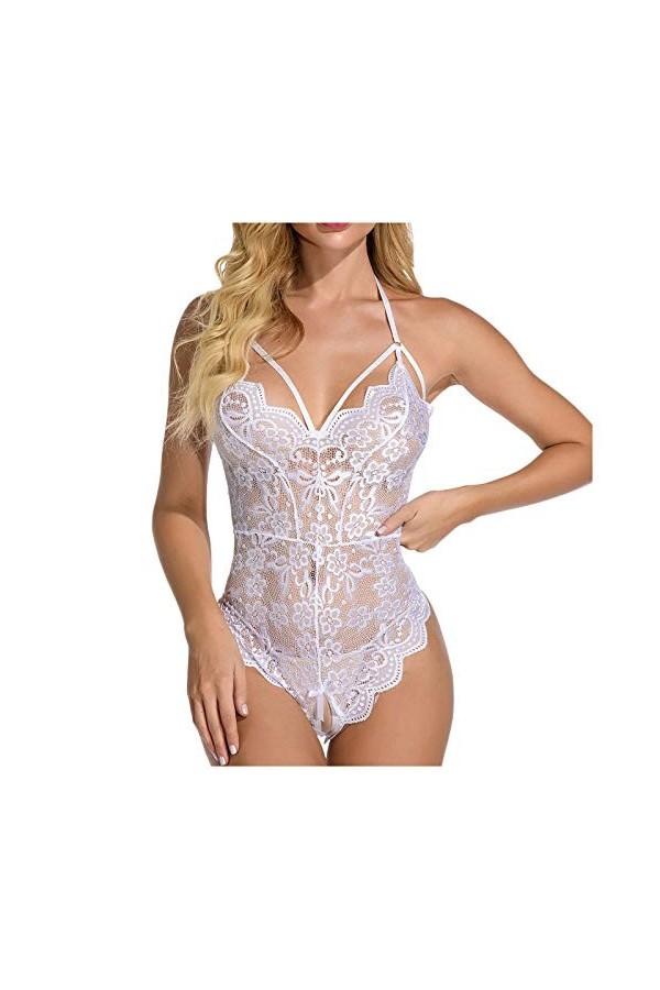 Générique Nuisette Sexy Femme Érotique Sensuelle Nuisette Ouverte Harness Nuit Body Sexy Clubwear Col en V Profond Babydoll S
