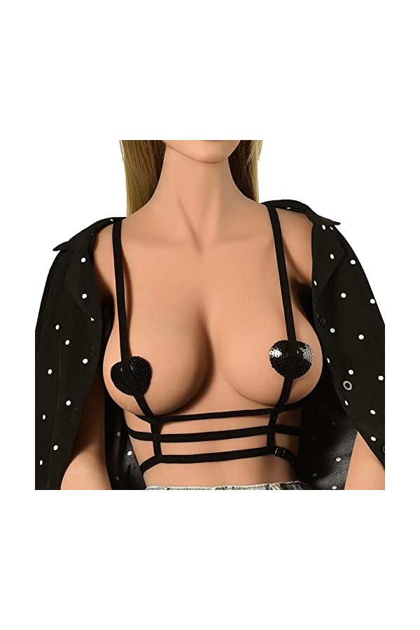 UOWEG Goth Bande Harnais Élastique Vêtements Chaîne Cage Soutien-Gorge Lingerie Sexy Sexy Lingerie Combinaison Black, One Si