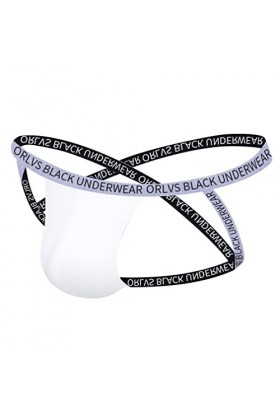 Jungerhouse String Homme Suspensoir Jockstrap Bretelles Croisées Sexy Jock Strap sous-vêtement Blanc,L 