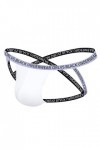 Jungerhouse String Homme Suspensoir Jockstrap Bretelles Croisées Sexy Jock Strap sous-vêtement Blanc,L 